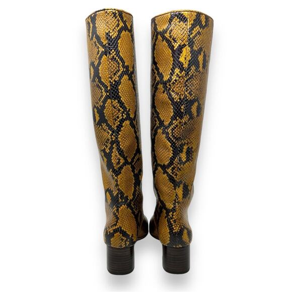 Loeffler Randall Goldy Leather Golden Tall Heeled Boot Snake Python Embossed 5 - Picture 4 of 13